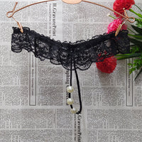 Sexy Lace Women's T-shaped Panties Beads Massage