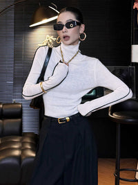 Women's Contrast Color Turtleneck Sweater Inner Bottoming Sweater