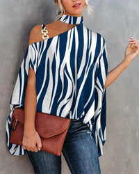 Wear Halter Shawl Printed Elegant Short Sleeve Bat Shirt