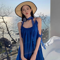 Strap Dress Women's Elegant Loose-fit Backless