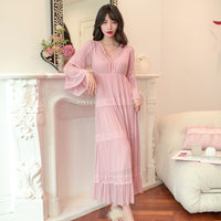 Women's Casual Long Sleeve Mesh Lace Nightdress