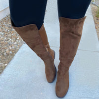 Stylish Round-toe Knee-high Womens Boots With A Unique Patchwork Design