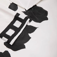 Stylish Relaxed-fit Womens T-shirt With A Stand-up Collar Long Sleeves And A Floral Print