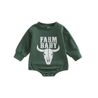 Boys And Girls Simple Printed Round Neck Long Sleeve Triangle Romper