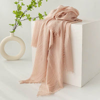Strict Selection Summer Cotton And Linen Scarf Solid Color Simple Sun Protection