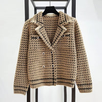 Women's Square Collar Cardigan Woolen Coat Autumn And Winter Korean Style