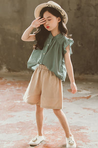 New Suit Small Flying Sleeve Shirt With Wood Ears