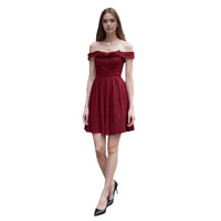 Women's Sparkly Bow Off Shoulder Pleated Mini Skirt