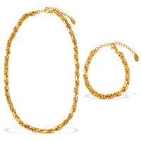 Exaggerated Hip-hop Style Chunky Chain Bracelet And Necklace Set, Simple, Unique, And Fashionable