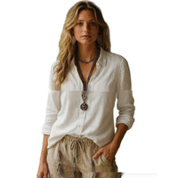 Fashionable New-style Loose Casual All-match Solid-color Relaxed-fit Long-sleeve Shirt