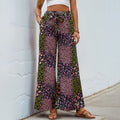 Lace-up Printed Elegant High-waisted Wide-leg Pants Women
