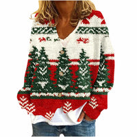 Womens Casual  Versatile V-neck Long-sleeve Loose-fit Sweater Jacket