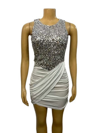 Asymmetrical Intricately Crafted Sequin And Bead Mini Skirt