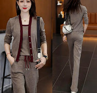 Cardigan Camisole And Wide-leg Pants Three-piece Set