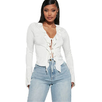 Sexy Strappy Crochet Short Design Women's T-shirt
