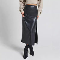 Womens Fashionable Slit Zipper Bodycon Skirt
