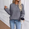 Women's Round Neck Pullover Comfort And Casual Long Sleeve Sweater