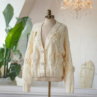 Handmade Crochet Batwing Sleeve V-neck Sweater