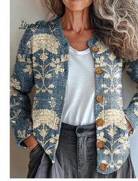 Women's Printed Wear Cardigan Knitted Coat