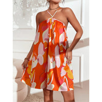 SpringSummer All Over Print Strap Short Dress