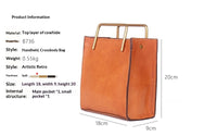 Vintage Womens Small Square Bag Made From Full-Grain Vegetable-Tanned Leather