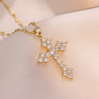 New Hip-Hop Zircon-Encrusted Cross Pendant And Zircon Chain Jewelry