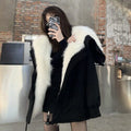 Korean Version Of Tooling Fox Like Large Fur Collar Cotton Padded Plush Thick Warm Long Sleeved Jacket