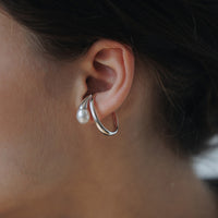 French Entry Lux Vintage Brass Plated 18K Real Gold Inlaid Pearl Ear Bone Clip