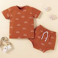 Children's Suit Summer New Sun Print Short-sleeved Shorts Two-piece Set
