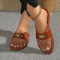 Womens Flat Mesh-toe Slip-on Slippers