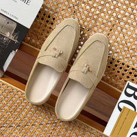 Tasseled Hidden-Heel Closed-Toe Half Slippers For Women