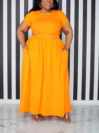 Womens Solid-Colored Waist-Cinching Casual Dress