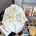 Contrast Color Pocket Loose Shirt Men And Women
