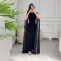 Womens Fashion Velvet Sheath Dress With Cape Sleeves