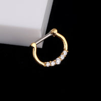 European And American Popular Septum16k Real Gold Personality Real Zirconium Creative Punk Piercing Nose Ring Circle Ornament