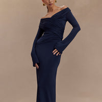 Fashionable Overseas Sexy V-Neck Pleated Sheath Dress