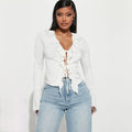 Sexy Strappy Crochet Short Design Women's T-shirt
