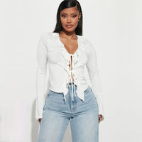 Sexy Strappy Crochet Short Design Women's T-shirt