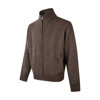 Lazy Trend Wheat Ear Cable Zipper Sweater