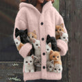 Womens Casual Hooded Cape With Cat Print
