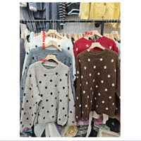 Solid Color Polka Dot Pullover Women's Sweater