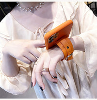 Wrist Strap Plain Leather Pattern Anti Fall Protective Cover