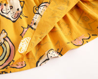 Girls' Dress With Cartoon Printed Summer Short Sleeves