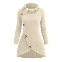 Womens Asymmetrical Turtleneck Long-Sleeve Knitted Cardigan