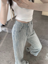New Loose Slimming Light-colored High Waist Bootcut Jeans For Women