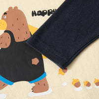 Children's Pure Cotton Long-sleeve T-shirt Crew-neck Top Cartoon Pullover With Set-in Sleeves