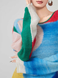 Design Color Block Splicing Knitwear Sweater For Women