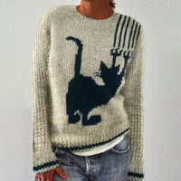 In Stock 3D-printed Womens Crew-neck Soft-touch Sweater