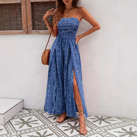 Stomach Blanket Ethnic Style Tube Top Wide Leg Jumpsuit