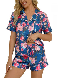 Digital-print Short-sleeve Top And Shorts Two-piece Set